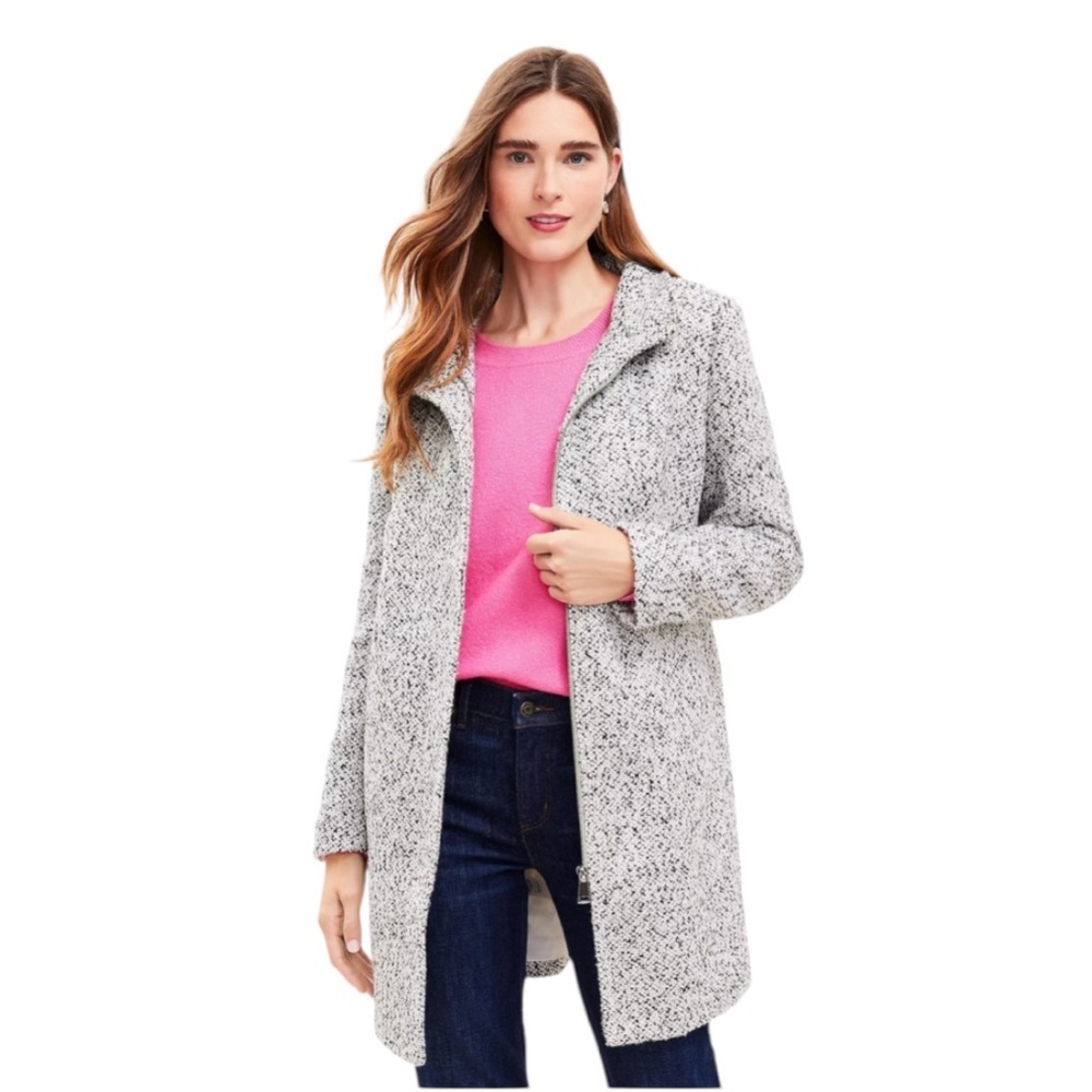 SOLD NWT Loft Boucle Funnel Neck Coat in burgandy